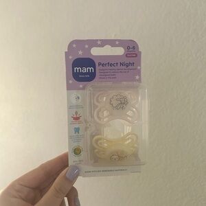 MAM Perfect Night Silicone Pacifiers (0–6 Months)- NIB